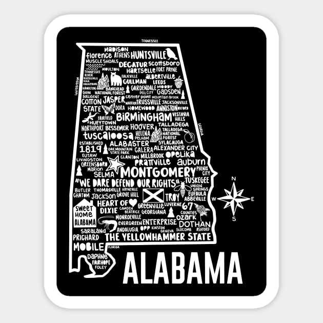 Alabama Map Sticker by Whereabouts Shop